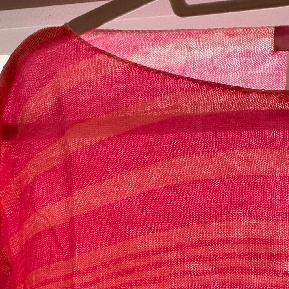 Lilly Pulitzer Hot Pink Sheer Scoop Neck Striped Sweater